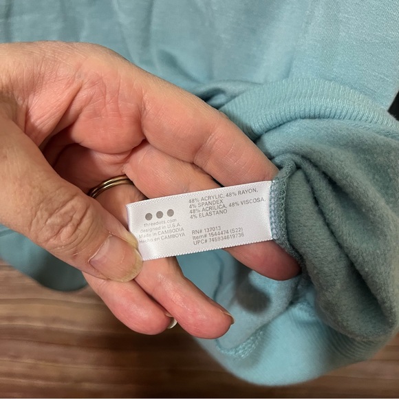 THREE DOTS Ocean Blue 1/4 Zip Pullover Sweatshirt Size Medium B3 - Picture 5 of 5